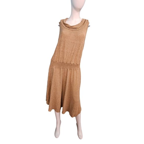 Soft Surroundings NEW TAGS Tan Kerry Cowel Neck Dress Large - Picture 4 of 12